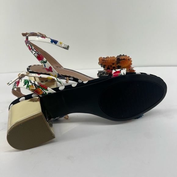 Betsey Johnson Black and Gold Heels with Floral and Butterfly Design - Picture 7 of 12